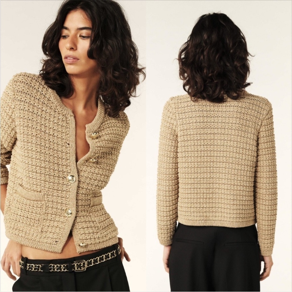 Ba&sh Gold Gaston Cardigan Gold Metallic